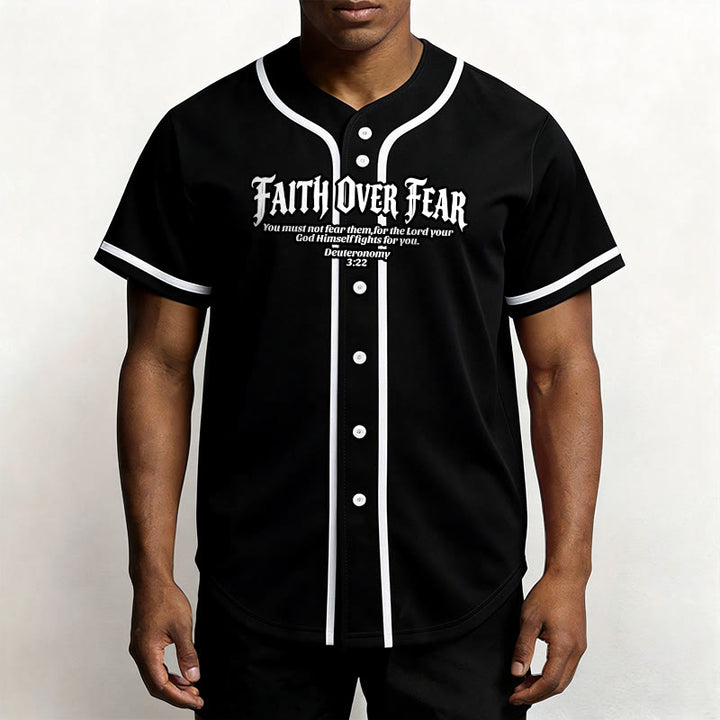 Christianartworkshop Fede al di sopra della paura Deuteronomio 3:22 Maglia da baseball con corona di spine e croce - image 8