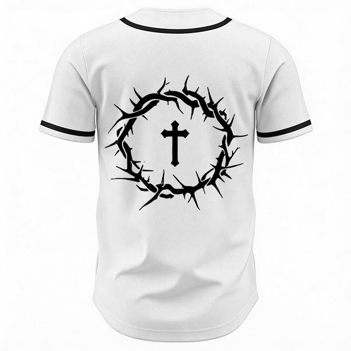 Christianartworkshop Fede al di sopra della paura Deuteronomio 3:22 Maglia da baseball con corona di spine e croce - image 6