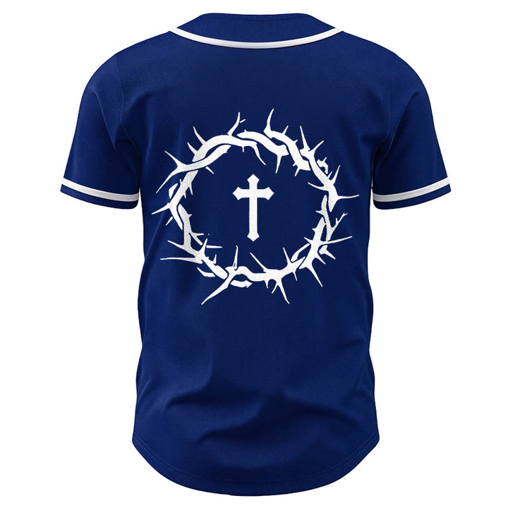 Christianartworkshop Fede al di sopra della paura Deuteronomio 3:22 Maglia da baseball con corona di spine e croce - image 20