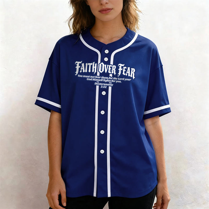 Christianartworkshop Fede al di sopra della paura Deuteronomio 3:22 Maglia da baseball con corona di spine e croce - image 16