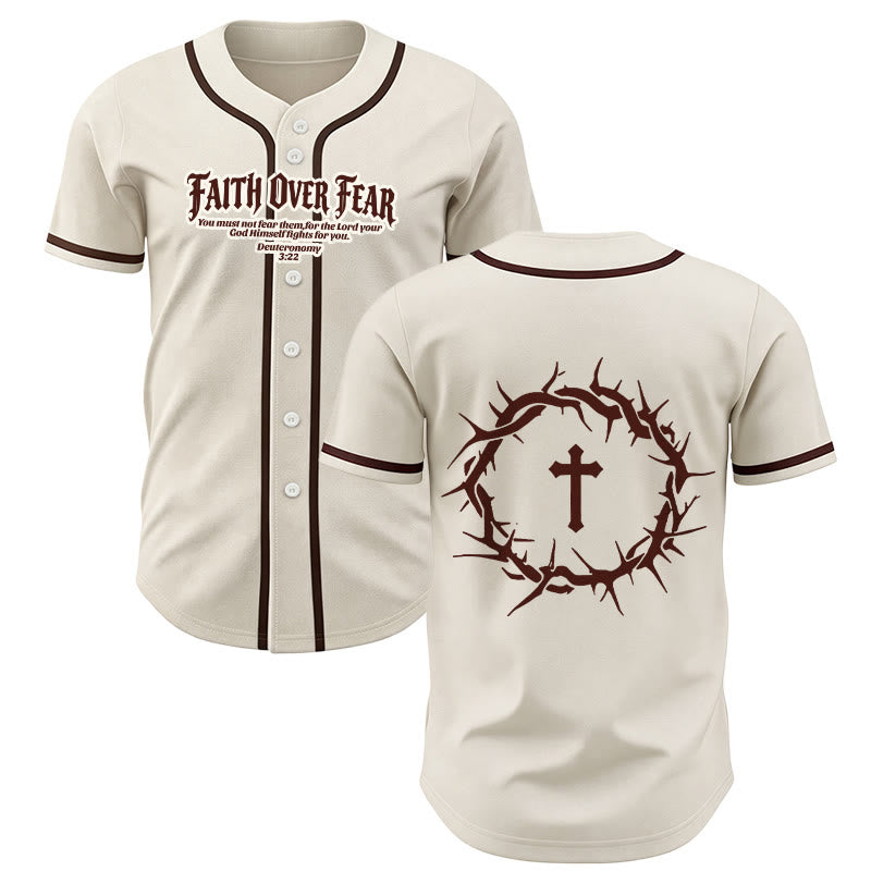 Christianartworkshop Fede al di sopra della paura Deuteronomio 3:22 Maglia da baseball con corona di spine e croce - Albicocca - 5XL - image 21
