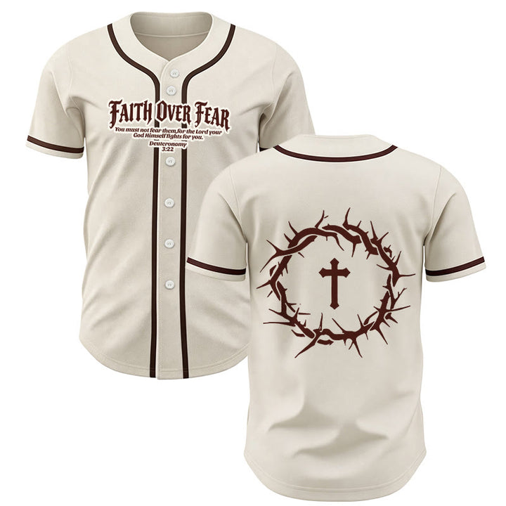 Christianartworkshop Fede al di sopra della paura Deuteronomio 3:22 Maglia da baseball con corona di spine e croce - Albicocca - 5XL - image 21