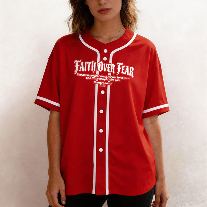 Christianartworkshop Fede al di sopra della paura Deuteronomio 3:22 Maglia da baseball con corona di spine e croce - image 30