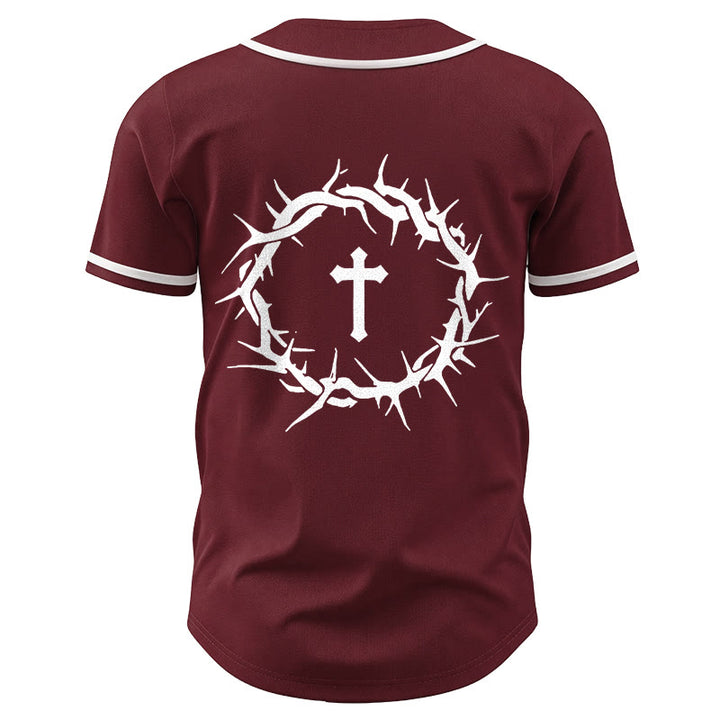 Christianartworkshop Fede al di sopra della paura Deuteronomio 3:22 Maglia da baseball con corona di spine e croce - image 41