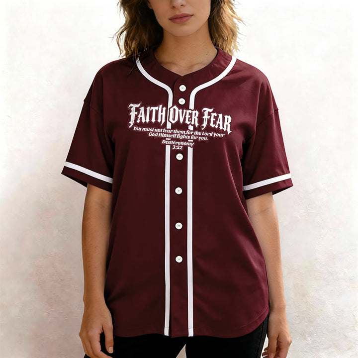 Christianartworkshop Fede al di sopra della paura Deuteronomio 3:22 Maglia da baseball con corona di spine e croce - image 37