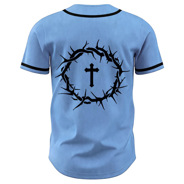 Christianartworkshop Fede al di sopra della paura Deuteronomio 3:22 Maglia da baseball con corona di spine e croce - image 48