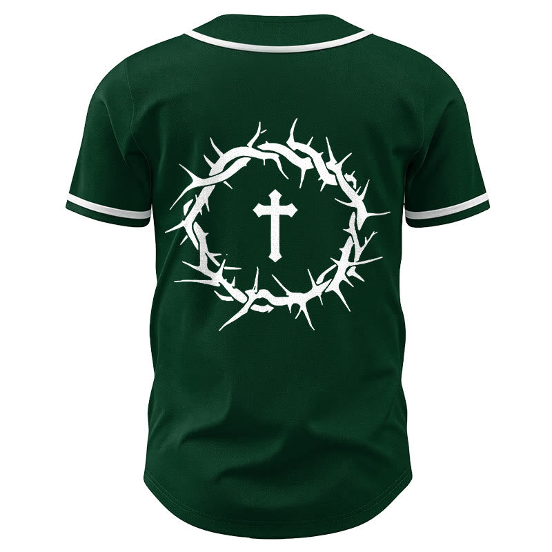 Christianartworkshop Fede al di sopra della paura Deuteronomio 3:22 Maglia da baseball con corona di spine e croce - image 55