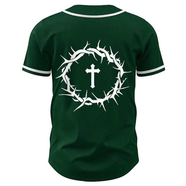 Christianartworkshop Fede al di sopra della paura Deuteronomio 3:22 Maglia da baseball con corona di spine e croce - image 55