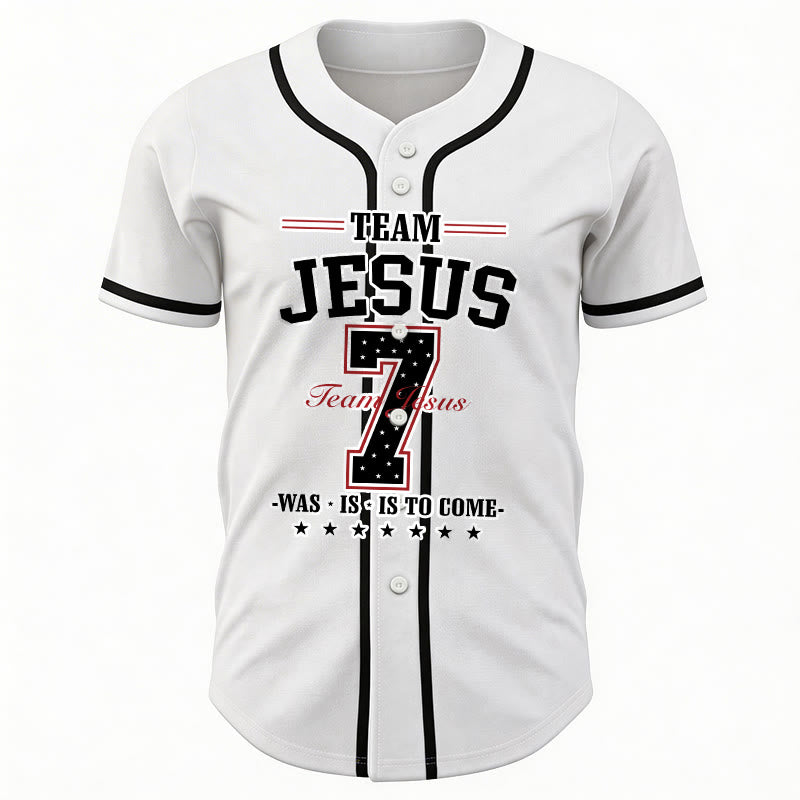 Maglia da baseball personalizzata numero 7 del team Christianartworkshop Jesus Was Is And Is To Come - image 3