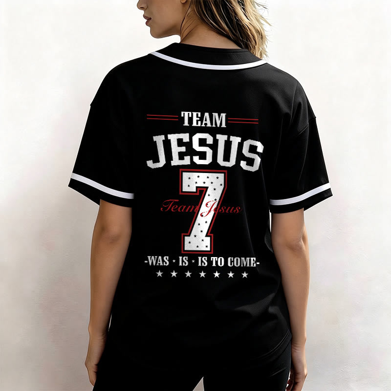 Maglia da baseball personalizzata numero 7 del team Christianartworkshop Jesus Was Is And Is To Come - image 12