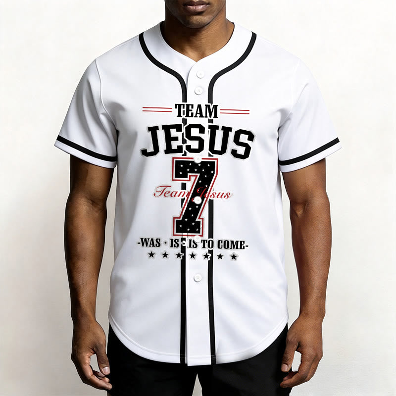 Maglia da baseball personalizzata numero 7 del team Christianartworkshop Jesus Was Is And Is To Come - image 1
