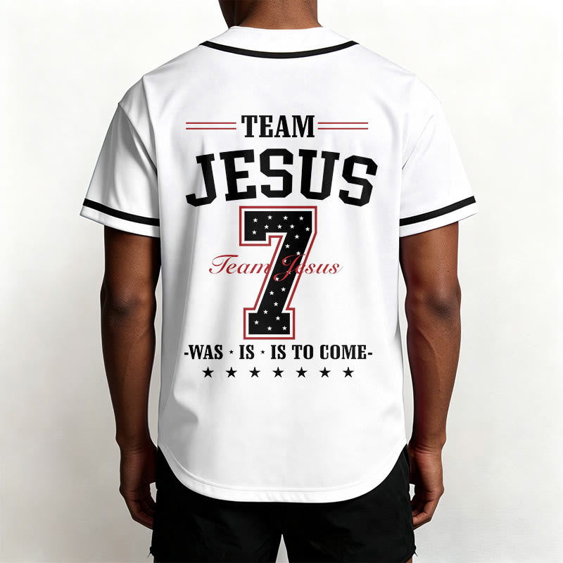 Christianartworkshop Maglia da baseball personalizzata numero 7 del Team Jesus: era, è e sarà - image 4