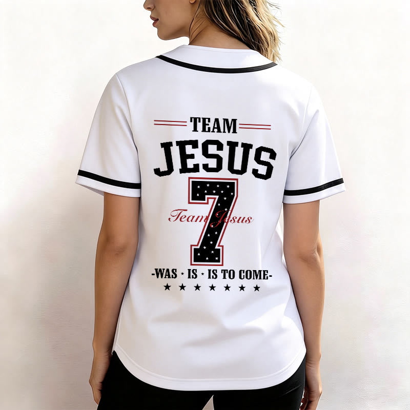 Maglia da baseball personalizzata numero 7 del team Christianartworkshop Jesus Was Is And Is To Come - image 5