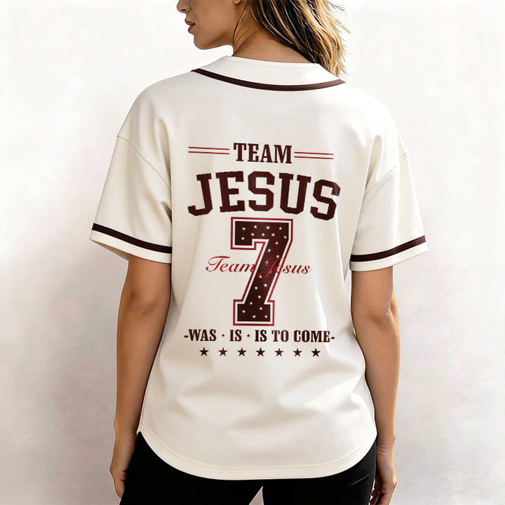 Maglia da baseball personalizzata numero 7 del team Christianartworkshop Jesus Was Is And Is To Come - image 26