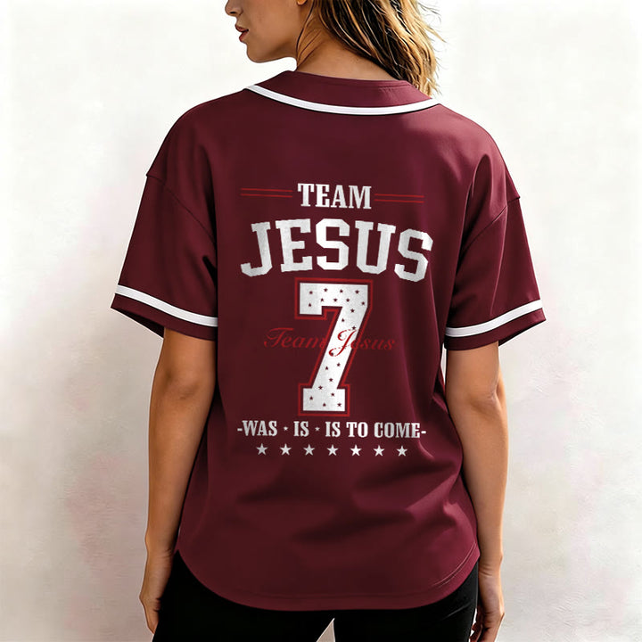 Maglia da baseball personalizzata numero 7 del team Christianartworkshop Jesus Was Is And Is To Come - image 40
