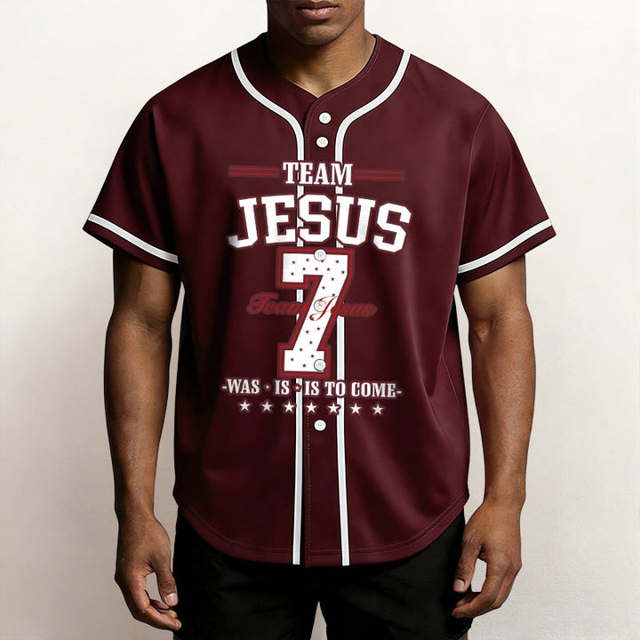 Maglia da baseball personalizzata numero 7 del team Christianartworkshop Jesus Was Is And Is To Come - image 36