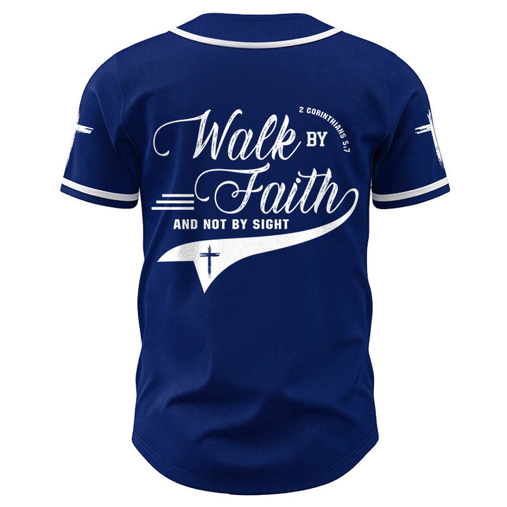 Christianartworkshop 2 Corinzi 5:7 “Camminate per fede e non per visione” Maglia da baseball con croce e messaggio - image 6