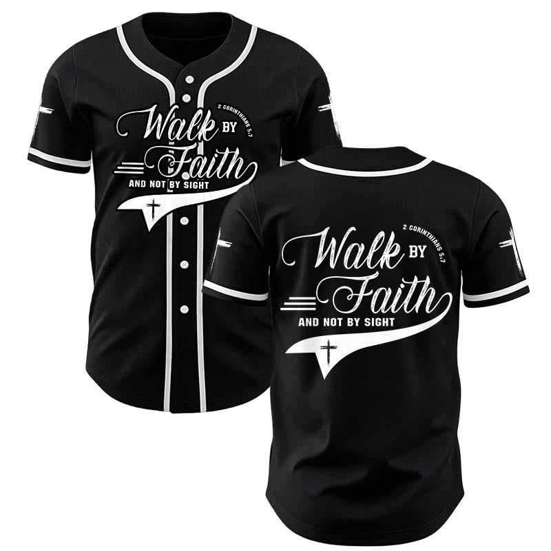 Christianartworkshop Maglia da baseball con la scritta "Camminate per fede e non per visione" (2 Corinzi 5:7) - Nero - 5XL - image 14