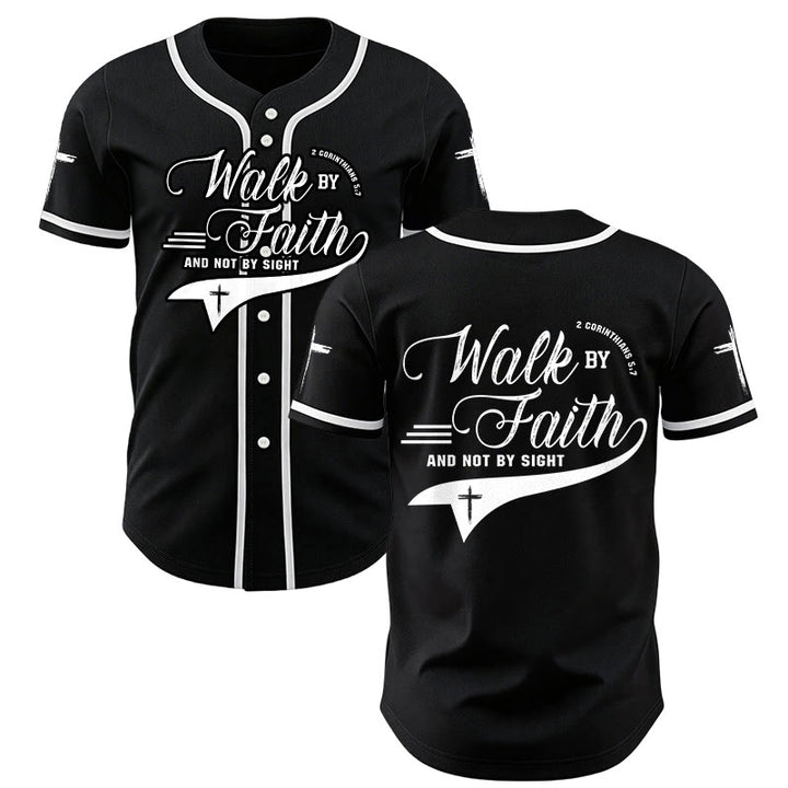 Christianartworkshop Maglia da baseball con la scritta "Camminate per fede e non per visione" (2 Corinzi 5:7) - Nero - 5XL - image 14