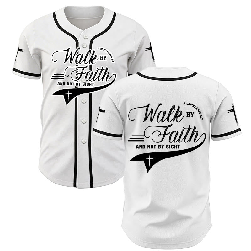 Christianartworkshop Maglia da baseball con la scritta "Camminate per fede e non per visione" (2 Corinzi 5:7) - Bianco - 5XL - image 7