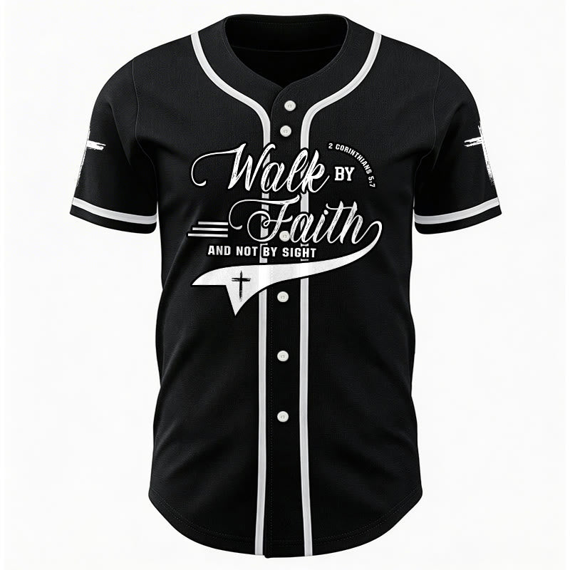Christianartworkshop 2 Corinzi 5:7 “Camminate per fede e non per visione” Maglia da baseball con croce e messaggio - image 17