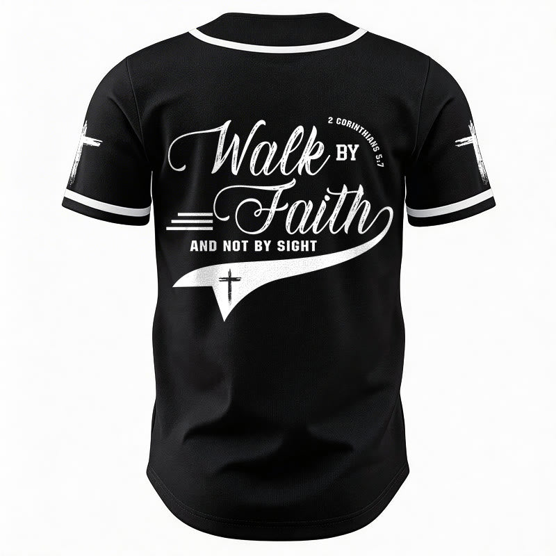 Christianartworkshop 2 Corinzi 5:7 “Camminate per fede e non per visione” Maglia da baseball con croce e messaggio - image 20