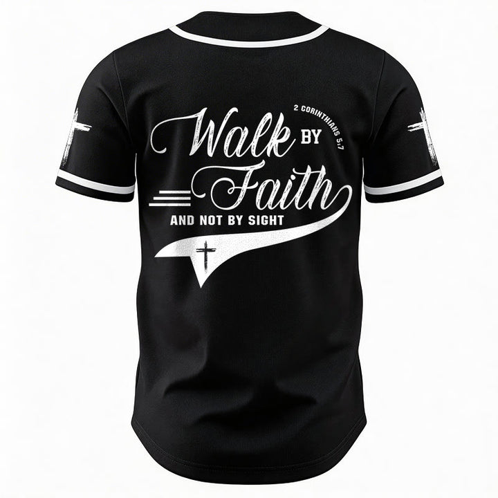 Christianartworkshop 2 Corinzi 5:7 “Camminate per fede e non per visione” Maglia da baseball con croce e messaggio - image 20