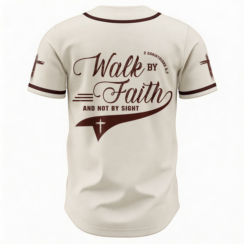 Christianartworkshop 2 Corinzi 5:7 “Camminate per fede e non per visione” Maglia da baseball con croce e messaggio - image 27