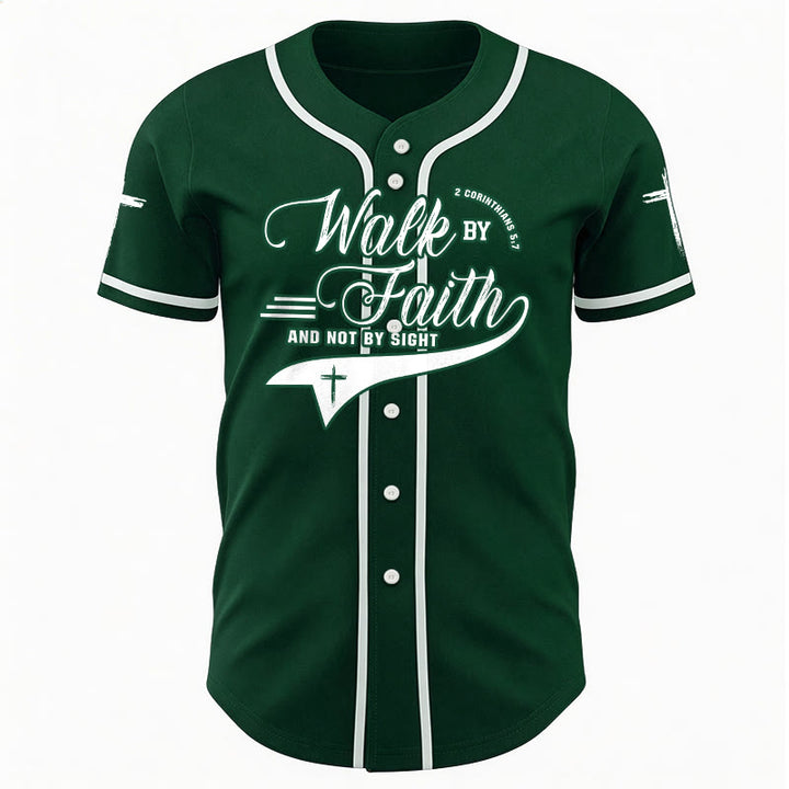 Christianartworkshop 2 Corinzi 5:7 “Camminate per fede e non per visione” Maglia da baseball con croce e messaggio - image 52