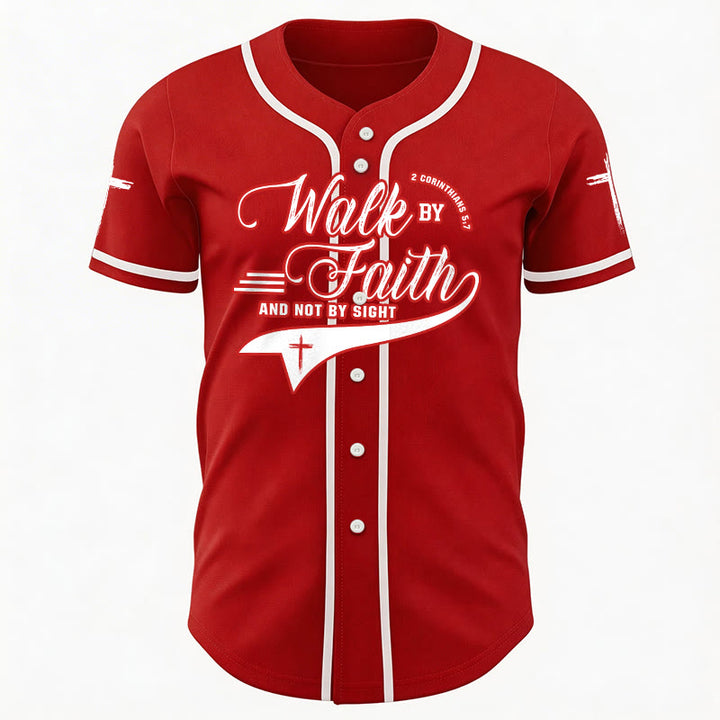Christianartworkshop 2 Corinzi 5:7 “Camminate per fede e non per visione” Maglia da baseball con croce e messaggio - image 31