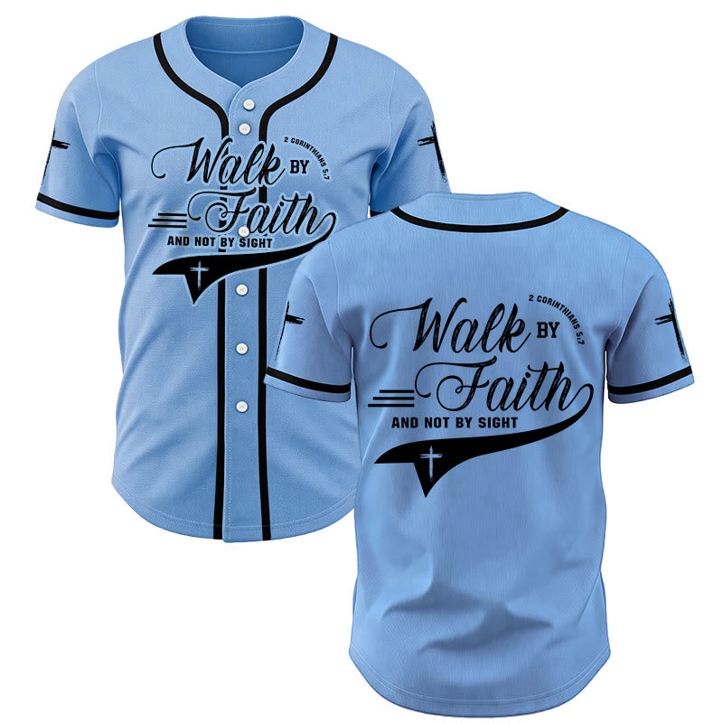 Christianartworkshop Maglia da baseball con la scritta "Camminate per fede e non per visione" (2 Corinzi 5:7) - Blu - 5XL - image 42