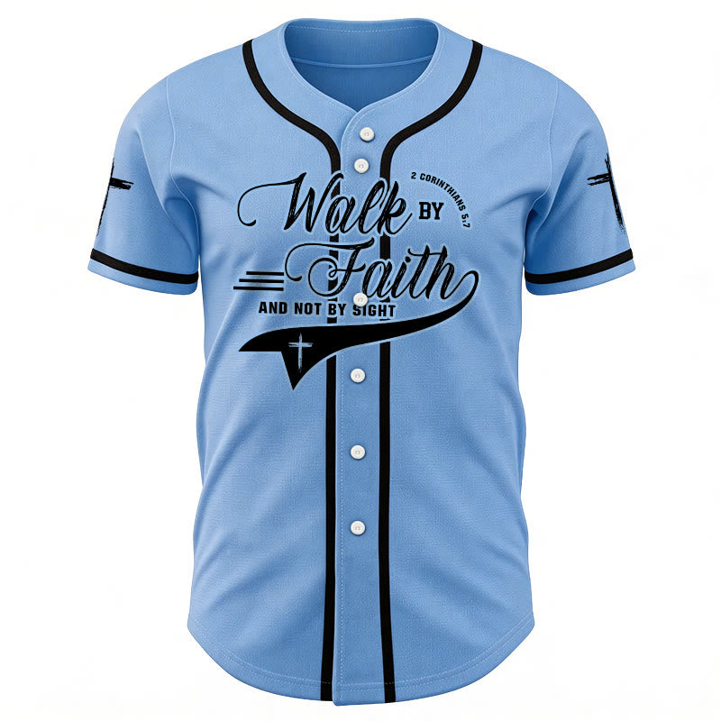 Christianartworkshop 2 Corinzi 5:7 “Camminate per fede e non per visione” Maglia da baseball con croce e messaggio - image 45