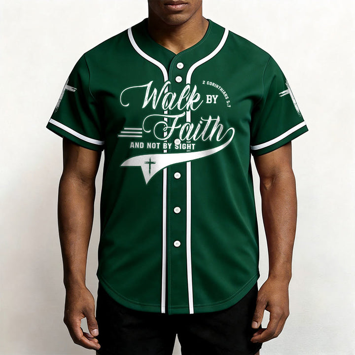 Christianartworkshop 2 Corinzi 5:7 “Camminate per fede e non per visione” Maglia da baseball con croce e messaggio - image 50