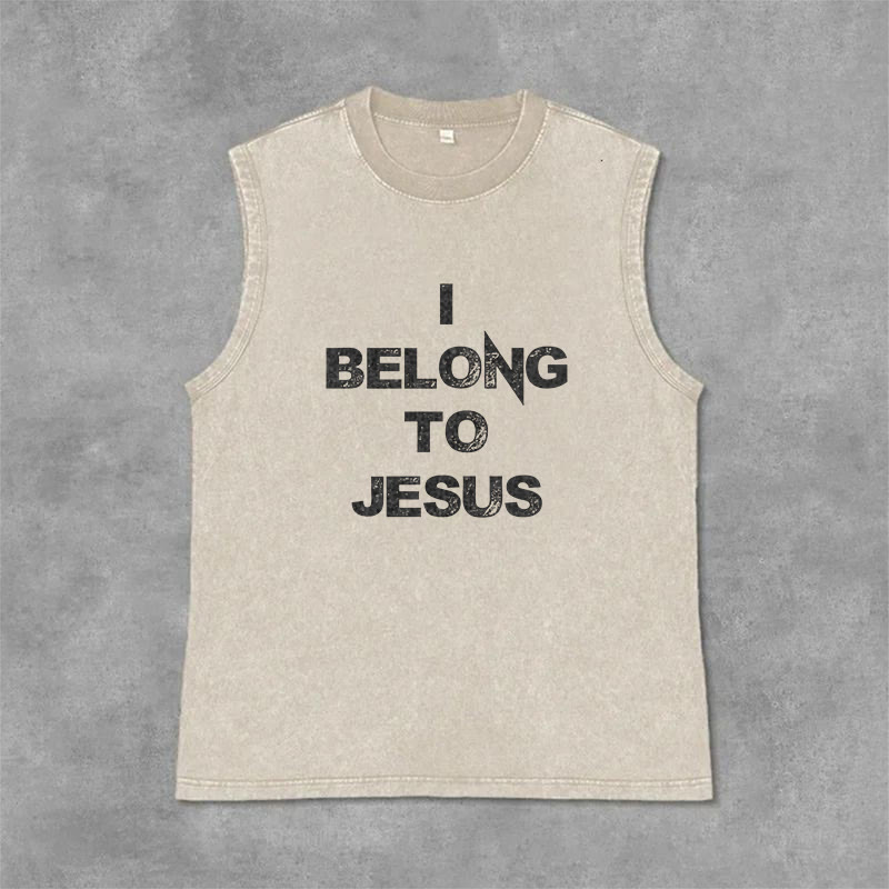Christianartworkshop Canotta vintage con scritta "I Belong To Jesus" - Beige - 2XL - image 0
