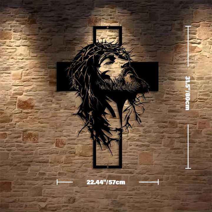 Christianartworkshop Decorazione murale in metallo con croce di Gesù e corona di spine: una sincera dichiarazione di fede  - Nero - 22,44"*31,50"*0,06"/57cm*80cm*0,15cm - image 5