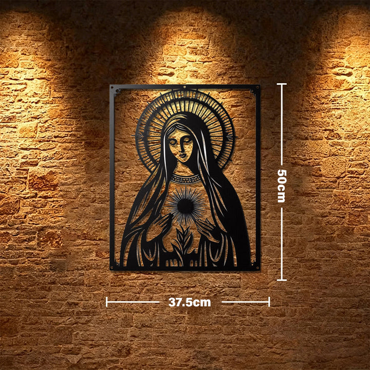 Christianartworkshop Decorazione murale in metallo della Madonna del Sacro Cuore: devozione mariana e dichiarazione d'amore divino. - 14,76''*19,69'''/37,5cm*50cm - image 8