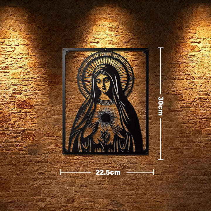 Christianartworkshop Decorazione murale in metallo della Madonna del Sacro Cuore: devozione mariana e dichiarazione d'amore divino. - 8,86''*11,81''/22,5 cm*30 cm - image 6