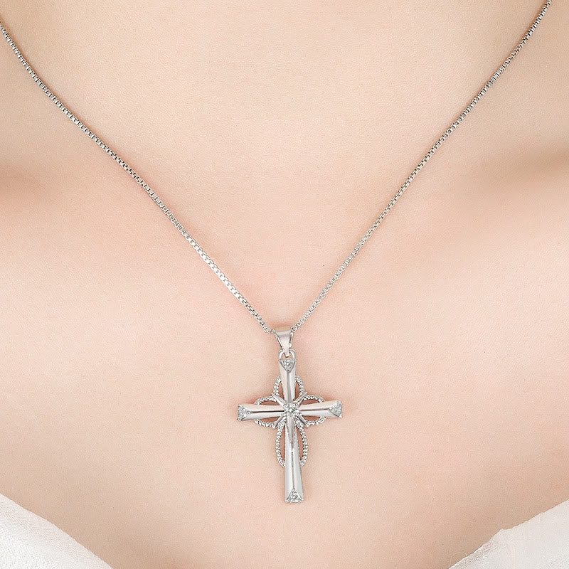 Christianartworkshop Collana con croce dell'infinito tempestata di cristalli: simbolo di fede eterna e luce divina - image 1