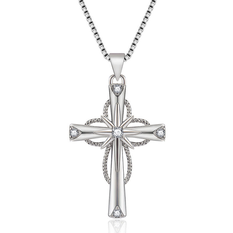 Christianartworkshop Collana con croce dell'infinito tempestata di cristalli: simbolo di fede eterna e luce divina - Attraverso - image 0