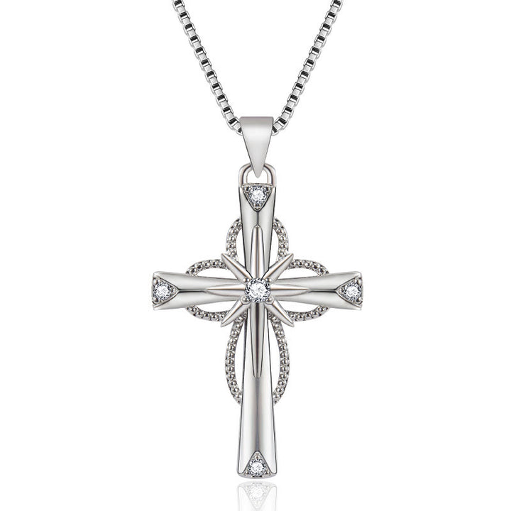 Christianartworkshop Collana con croce dell'infinito tempestata di cristalli: simbolo di fede eterna e luce divina - Attraverso - image 0