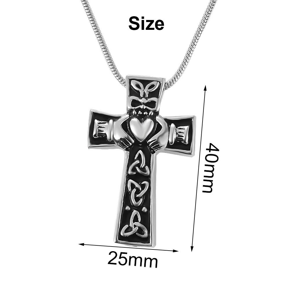 Christianartworkshop Collana con croce cristiana e nodo celtico Claddagh: emblema dell'amore divino e della devozione fedele. - image 3