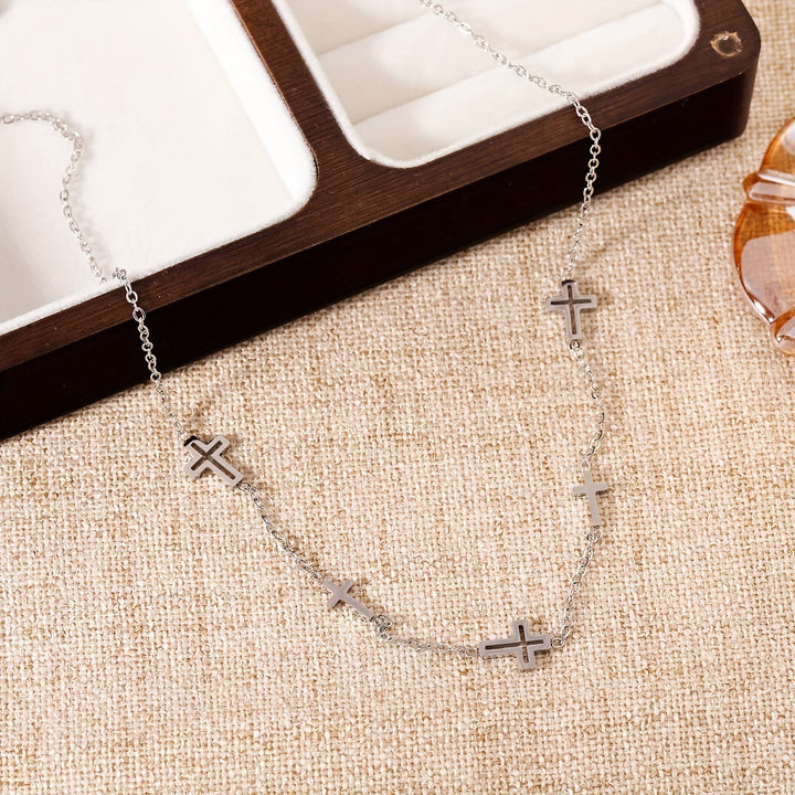 Christianartworkshop Delicata collana con catena a croce aperta: una testimonianza di dolce devozione e grazia cristiana eterna. - Argento - image 2