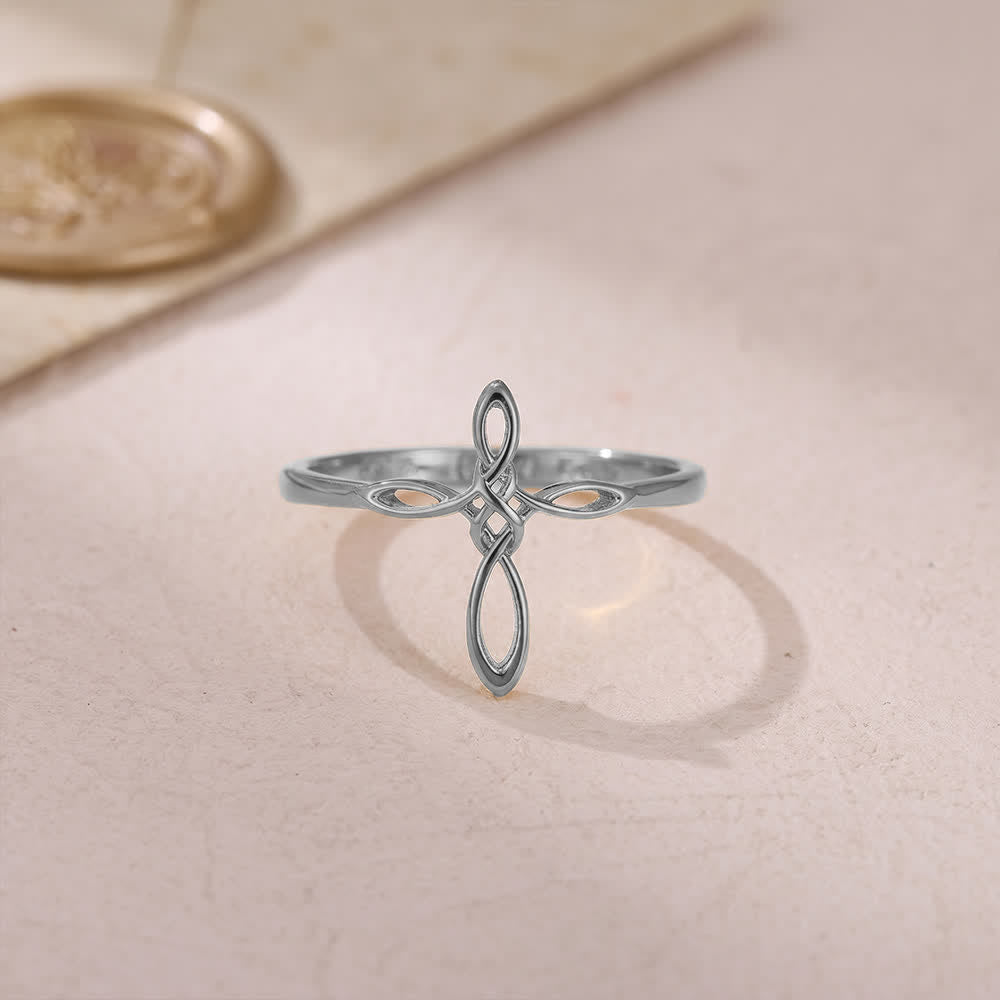 Christianartworkshop Anello devozionale con croce e nodo celtico: emblema di fede eterna e connessione divina. - image 10
