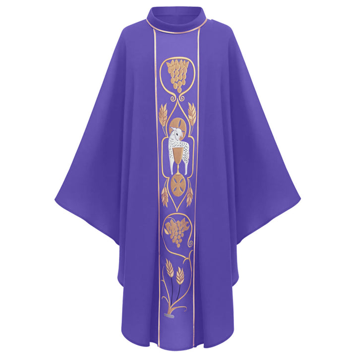 Christianartworkshop - Set di casule assortite con motivi di agnello dorato, uva e calice - Viola - Taglia unica adatta alla maggior parte delle persone - image 14