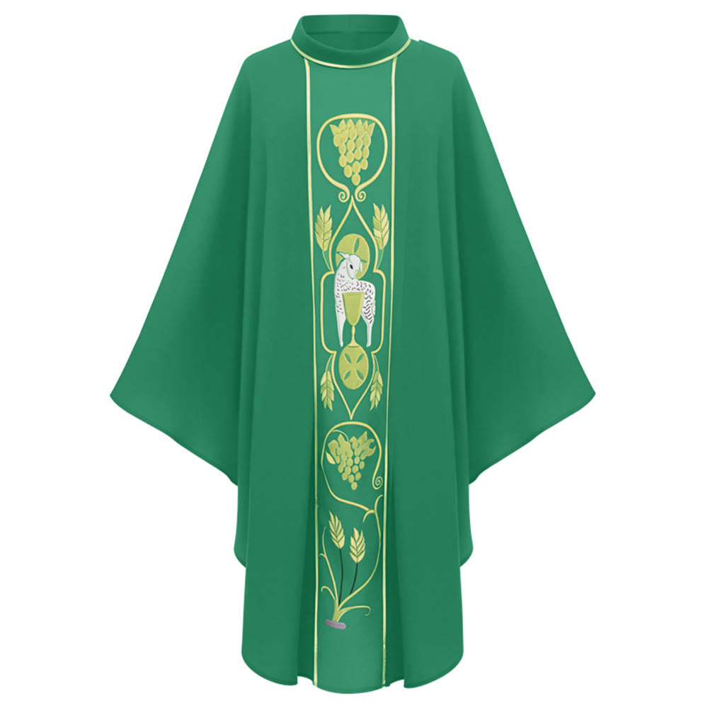 Christianartworkshop - Set di casule assortite con motivi di agnello dorato, uva e calice - Verde - Taglia unica adatta alla maggior parte delle persone - image 10