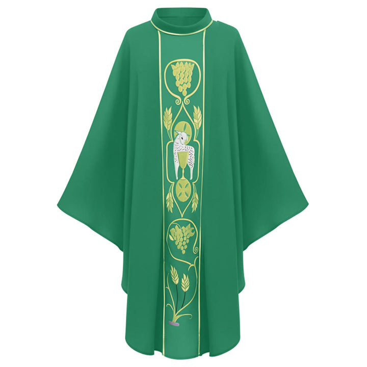 Christianartworkshop - Set di casule assortite con motivi di agnello dorato, uva e calice - Verde - Taglia unica adatta alla maggior parte delle persone - image 10