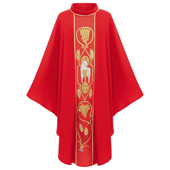Christianartworkshop - Set di casule assortite con motivi di agnello dorato, uva e calice - Rosso - Taglia unica adatta alla maggior parte delle persone - image 2