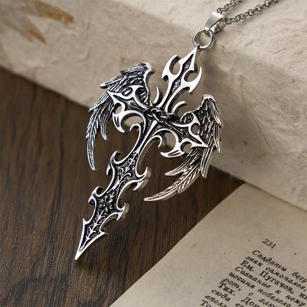 Christianartworkshop Collana con ciondolo a croce gotica "Corona di Spine": emblema del sacrificio e della redenzione di Cristo. - Croce Alata - image 4