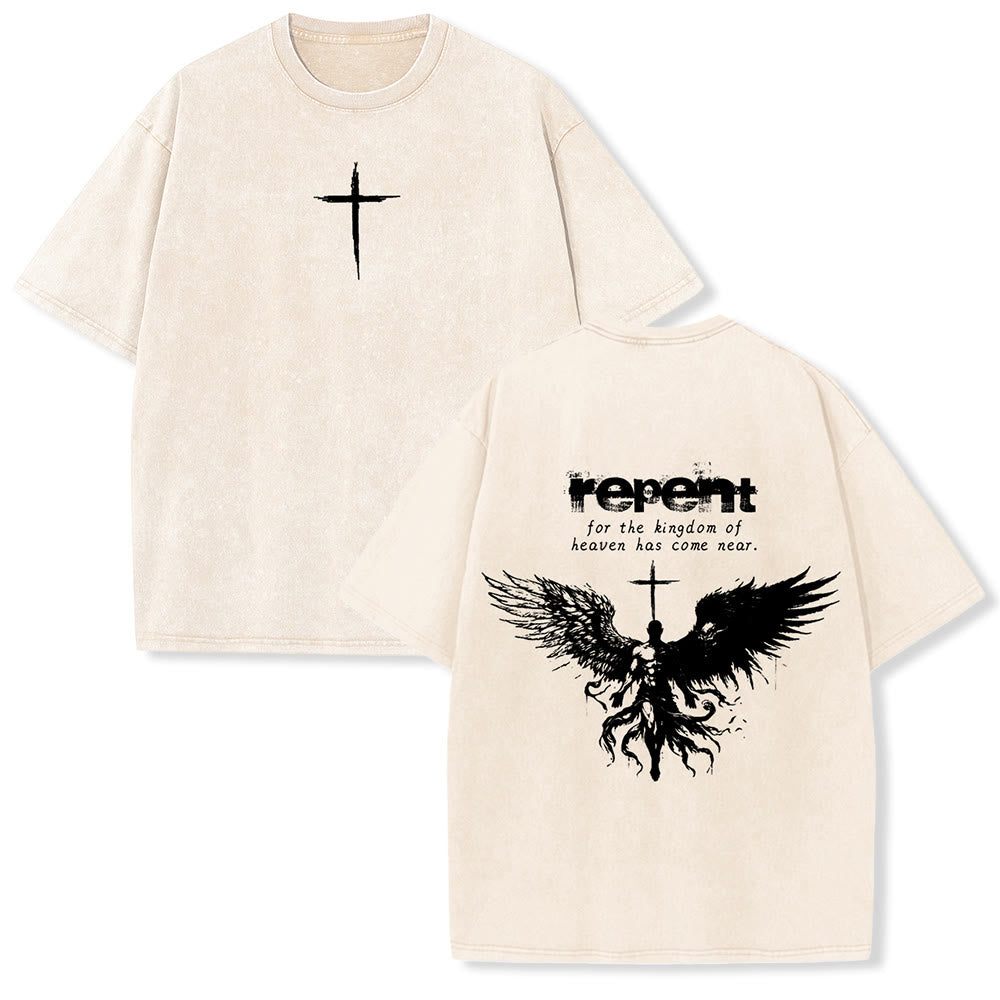 Christianartworkshop - Pentitevi per il Regno dei Cieli - Maglietta unisex lavata - Beige - 5XL - image 15