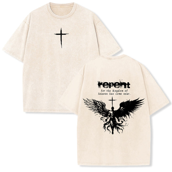 Christianartworkshop - Pentitevi per il Regno dei Cieli - Maglietta unisex lavata - Beige - 5XL - image 15
